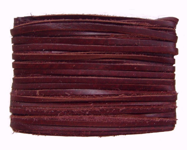 weiches Leder Flechtband Ziegenleder auf Karte weinrot, Länge 10 m, Breite ca. 2,5 mm, Stärke ca. 1,0 mm