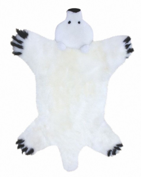 Lammfell Spielteppich Polarbär weiß, ökologische Gerbung mit Alaun, pflanzlich gefärbt, ca. 80x130 cm