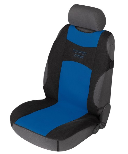 sportliche Universal Polyester PKW Auto Sitzauflage Tuning Star blau, 120x60 cm, weich gepolstert, waschbar, PKW Sitzaufleger
