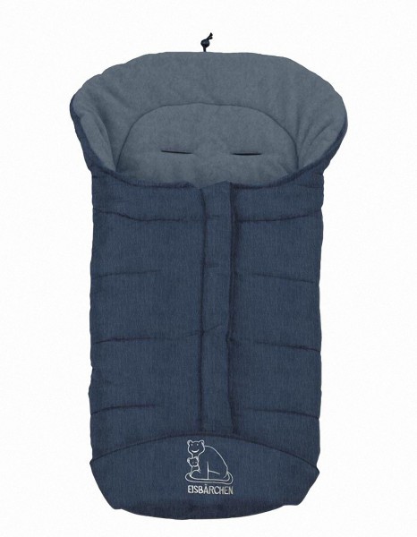 molliger Baby Winter Fleece Fußsack blau meliert, voll waschbar, für Kinderwagen, Buggy, ca. 98x47cm