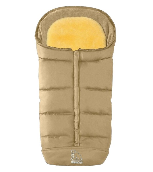 warmer Baby Lammfell Winter Fußsack beige waschbar, herausnehmbare Lammfell Einlage für Kinderwagen, Buggy, ca. 105x47 cm