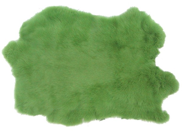 Kaninchenfelle hellgrün gefärbt, ca. 30x30 cm, Felle vom Kaninchen mit seidigem Haar
