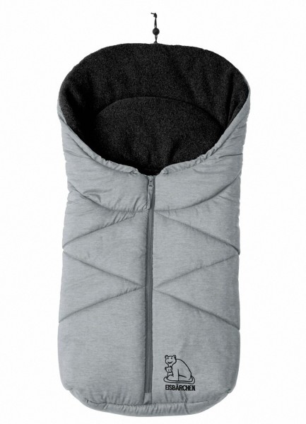 molliger Baby Winter Fleece Fußsack hellgrau meliert, für Tragschalen, Autositze, ca. 79x39 cm, warm wattiert