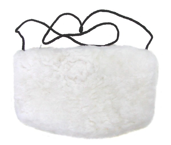 warmer Lammfell Pelzmuff, Felltasche naturweiß ca. 28x20 cm, waschbar, mit Reißverschlusstasche