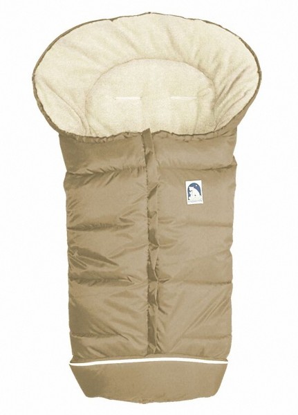 molliger Baby Winter Fleece Fußsack beige-sand, voll waschbar, für Kinderwagen, Buggy, ca. 98x47cm