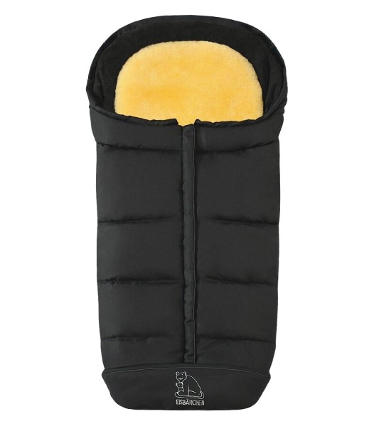 warmer Baby Lammfell Winter Fußsack schwarz waschbar, herausnehmbare Lammfell Einlage für Kinderwagen, Buggy, ca. 105x47 cm