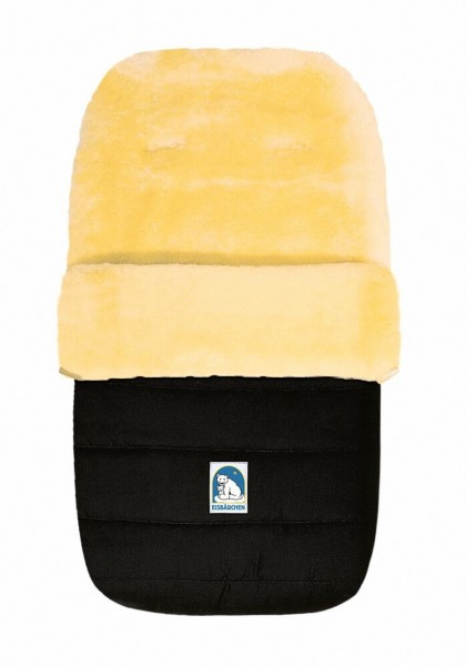 warmer Baby Winter Lammfell Fußsack schwarz waschbar, für Kinderwagen, Buggy, ca. 86x47 cm, 5-Punkt-Gurtschlitze