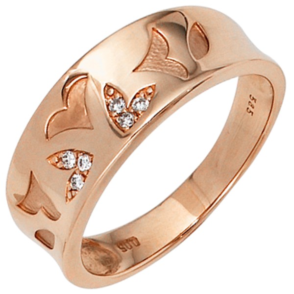 Rotgold Ring, Diamantring, Brillantring 585er Rotgold, 6 Brillanten, Gewicht ca. 3,7 Gramm