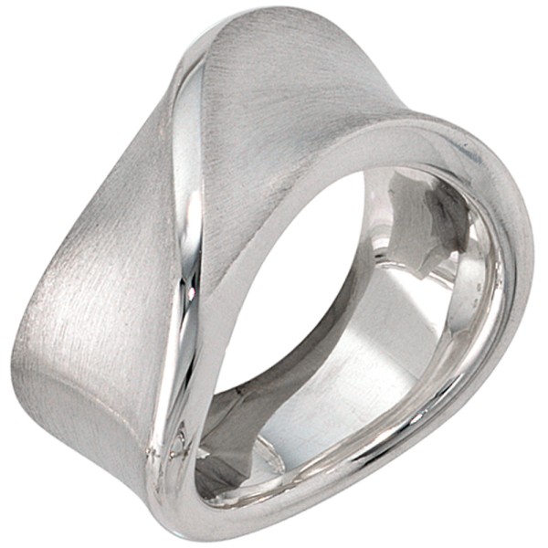 massiver Damenring, Silber Ring breit 10 mm, 925er Silber teilmattiert, Gewicht ca. 13 Gramm