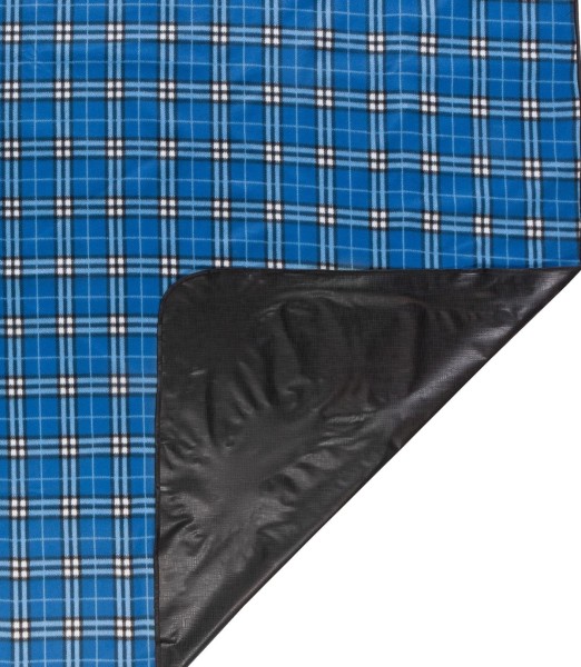 wasserdichte Reisedecke blau kariert 150x130 cm waschbar, weiches Fleece, als Picknick Decke, Strand Matte, Camping Decke