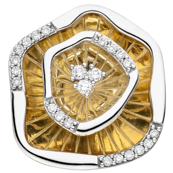 Gold Diamant Brillant Anhänger 585er Gold bicolor, 23 Diamanten, 18 mm hoch, 5,4 Gramm