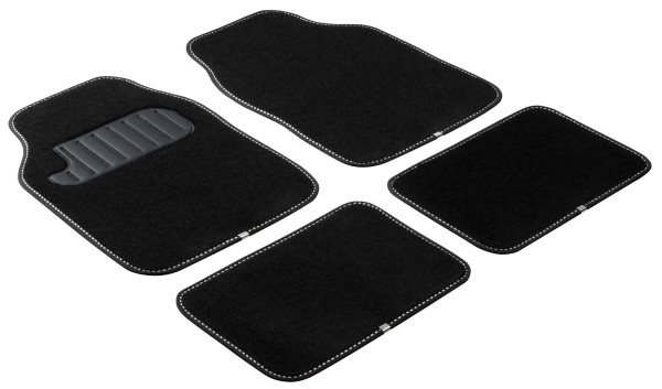Komplett Set Universal Polyester Auto Fußraum Matten The Color schwarz weiß 4-teilig, Autoteppich, Granulat beschichtet