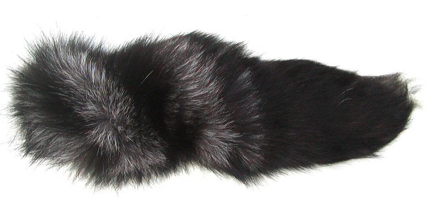 interessanter Fuchsschweif vom Silberfuchs, für Dekoration und Bekleidung, ca. 35-40 cm, Schwarzsilberfuchs